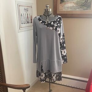 Coca Cola Inspired Gray and Black Floral Dress